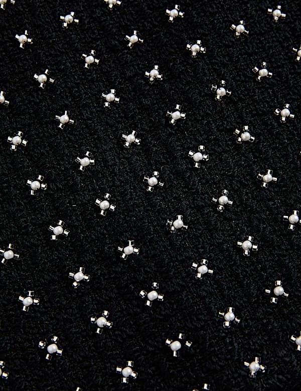 Tweed Embellished Mini A-Line Skirt