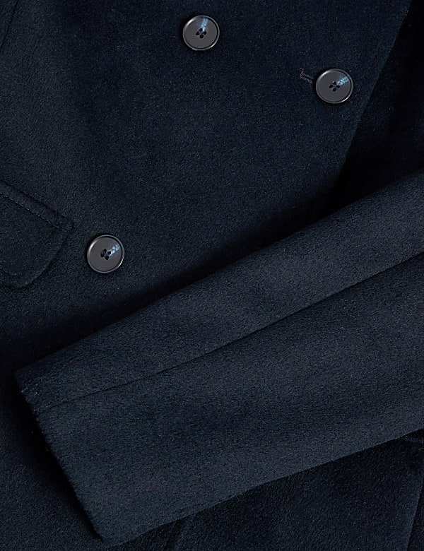 Wool Blend Collarless Longline Coat