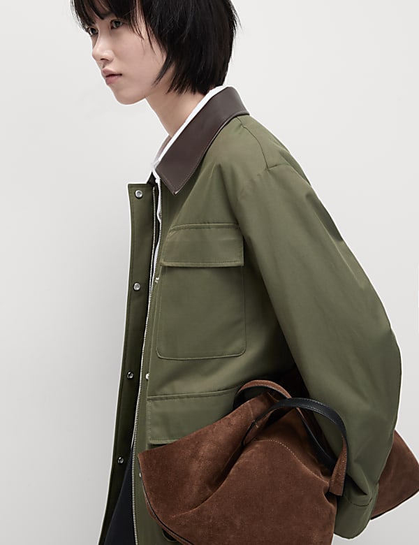 Cotton Rich Collared Short Utility Jacket - ID