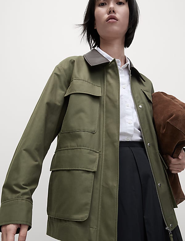 Cotton Rich Collared Short Utility Jacket - ID