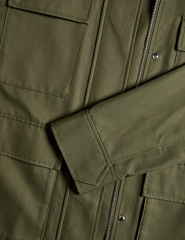 Cotton Rich Collared Short Utility Jacket - ID