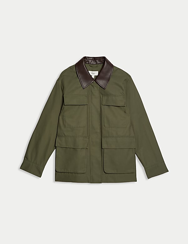 Cotton Rich Collared Short Utility Jacket - ID