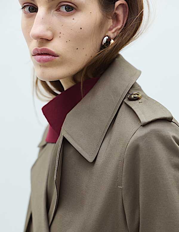 מעיל טרנץ' מבד עשיר בכותנה - IL