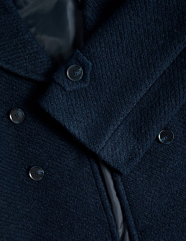 Double Breasted Short Peacoat with Wool