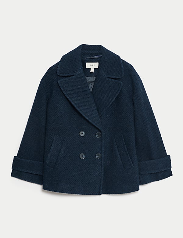 Double Breasted Short Peacoat with Wool - IT