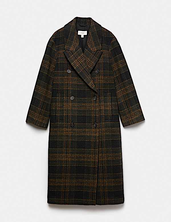 Checked Double Breasted Longline Coat - MX