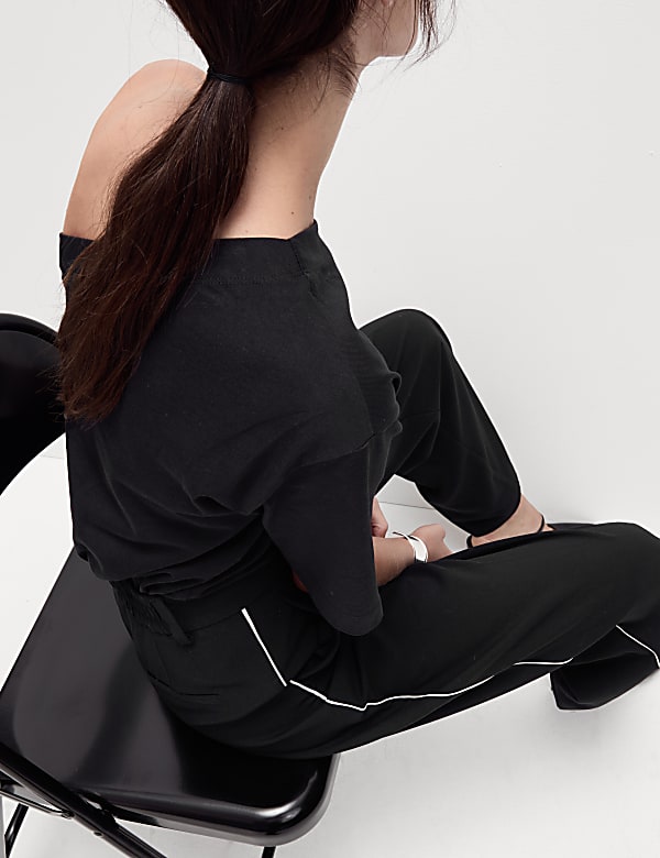 Side Stripe Wide Leg Trousers