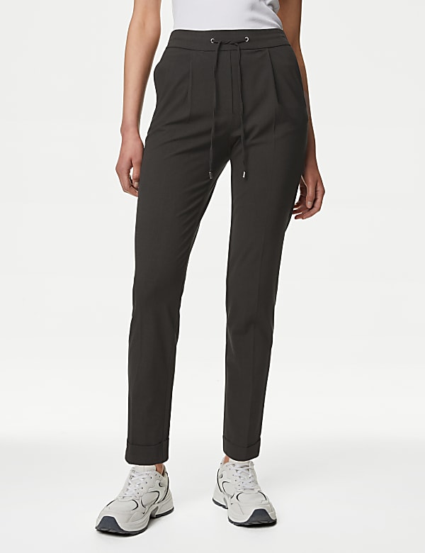 Drawstring Tapered Ankle Grazer Trousers