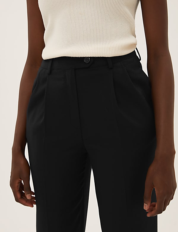 Pleat Front Tapered Ankle Grazer Trousers