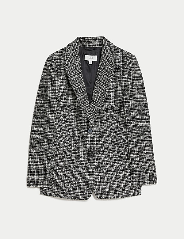 Tweed Textured Single Breasted Blazer - BE