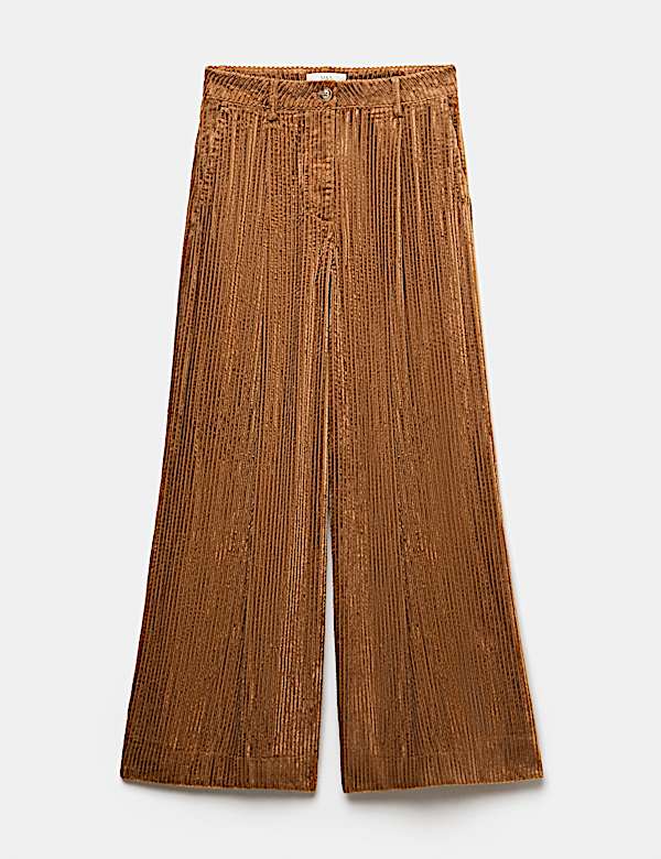 Bundfaltenhose aus Samtcord mit weitem Bein - DE