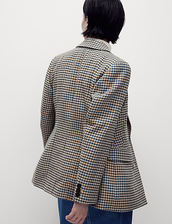 Tweed Tailored Houndstooth Blazer with Wool