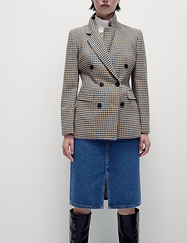 Tweed Tailored Houndstooth Blazer with Wool