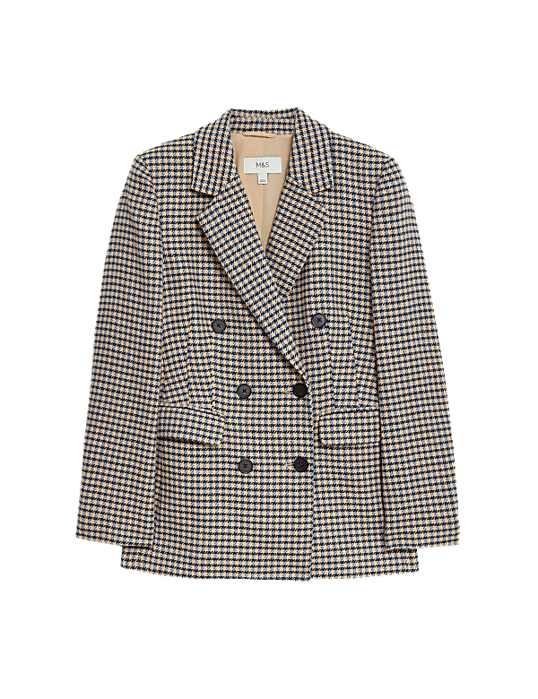 Tweed Tailored Houndstooth Blazer with Wool
