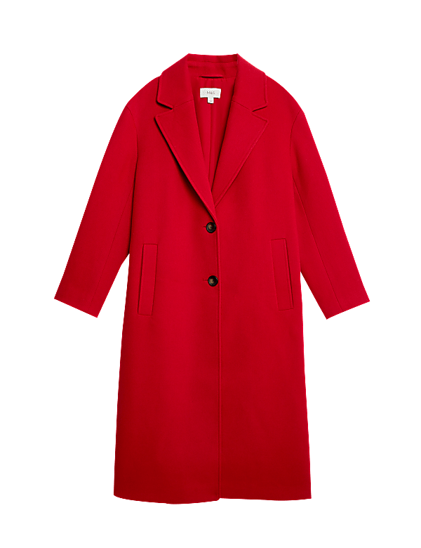 Single Breasted Longline Tailored Coat with Wool