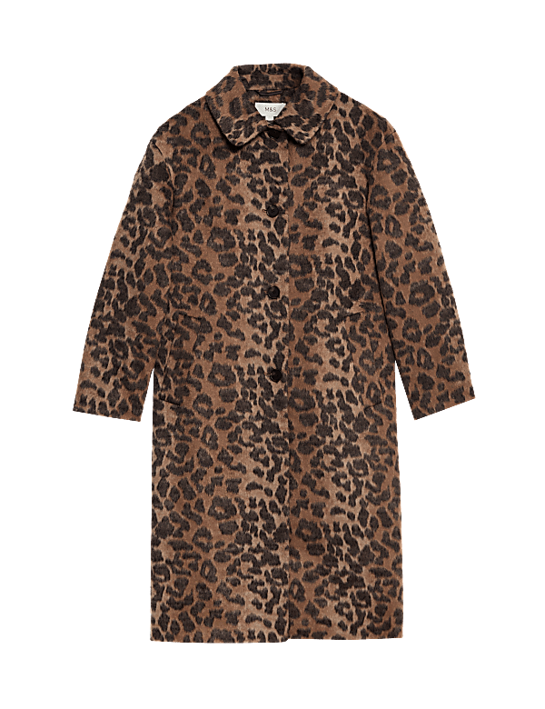 Buy Animal Print Longline Coat With Wool at Marks Spencer