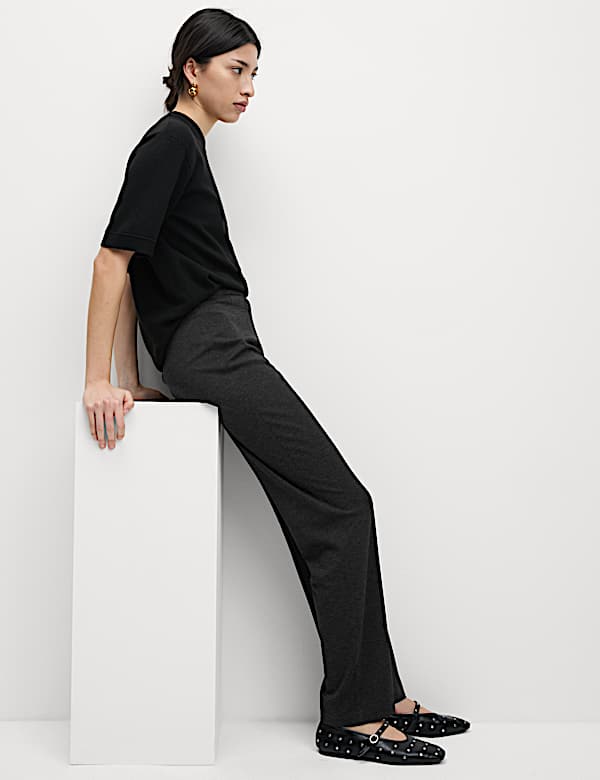 Jersey Straight Leg Trousers with Stretch