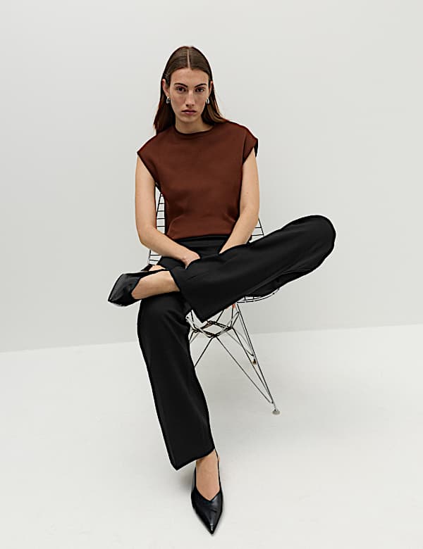 Jersey Straight Leg Trousers with Stretch