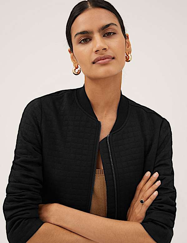 Jersey Quilted Bomber Jacket