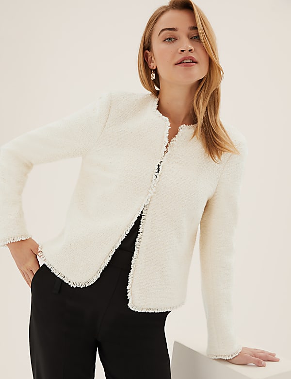 Buy Tweed Collarless Short Jacket at Marks Spencer