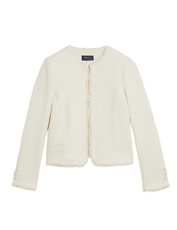 Tweed Collarless Short Jacket