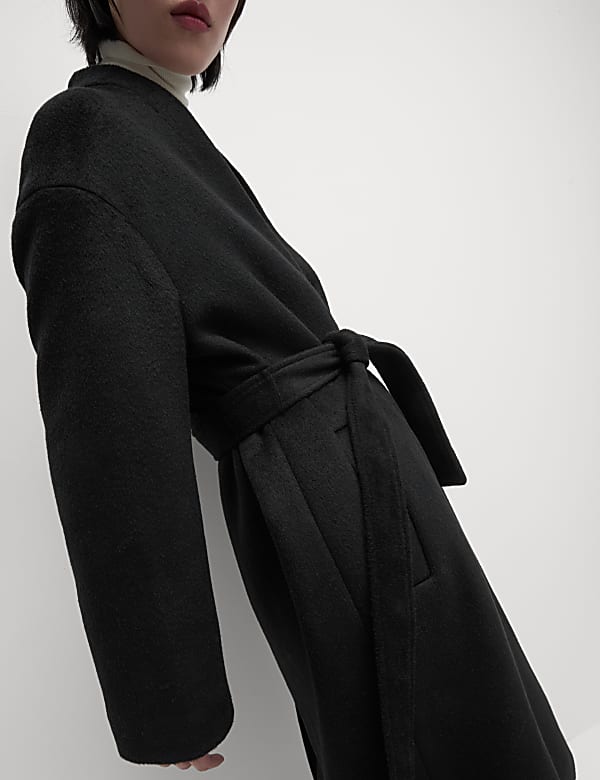Manteau long en laine m&eacute;lang&eacute;e - CH