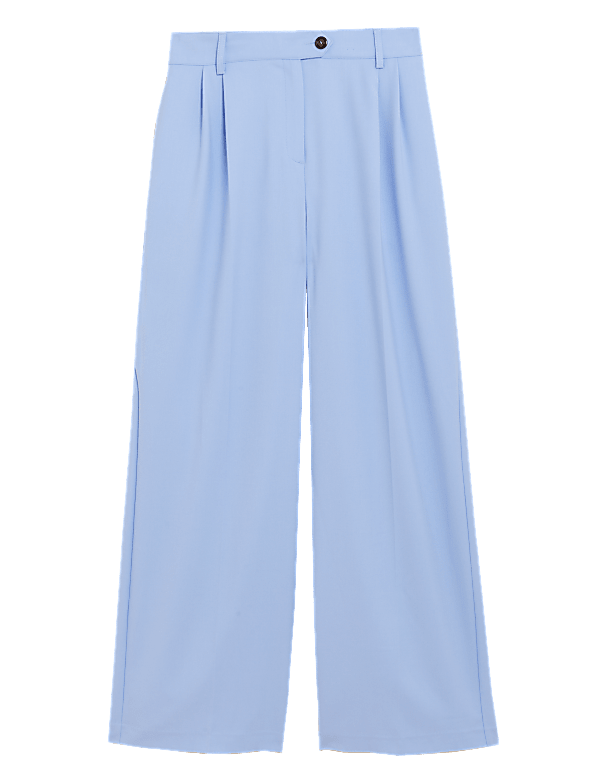 Pleat Front Wide Leg Trousers