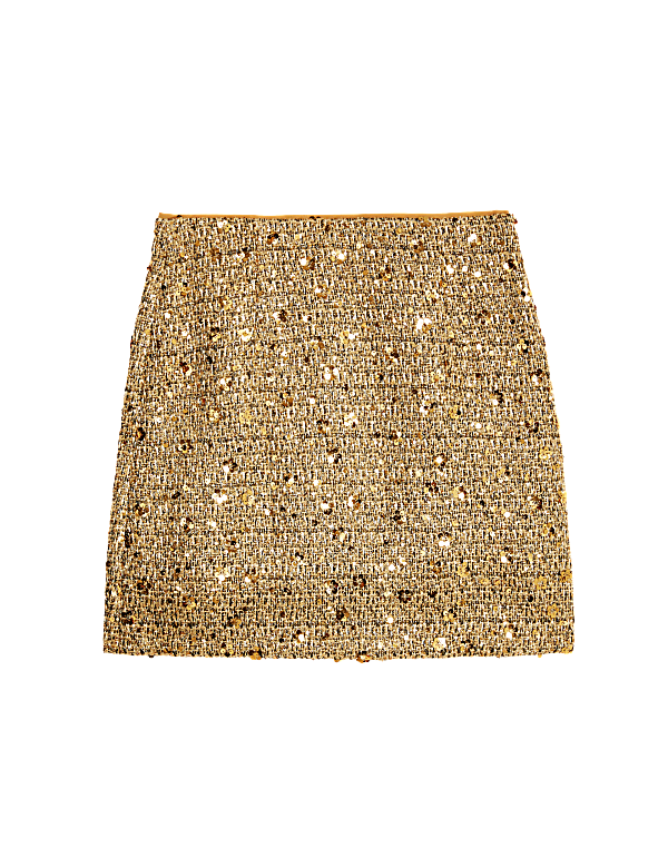 Buy Sequin Mini A Line Skirt with Wool at Marks Spencer