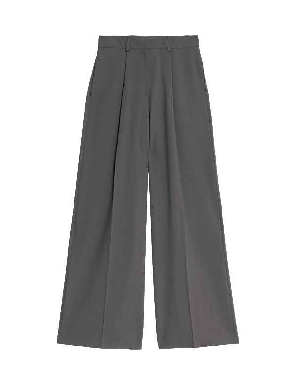 Woven Pleat Front Wide Leg Trousers