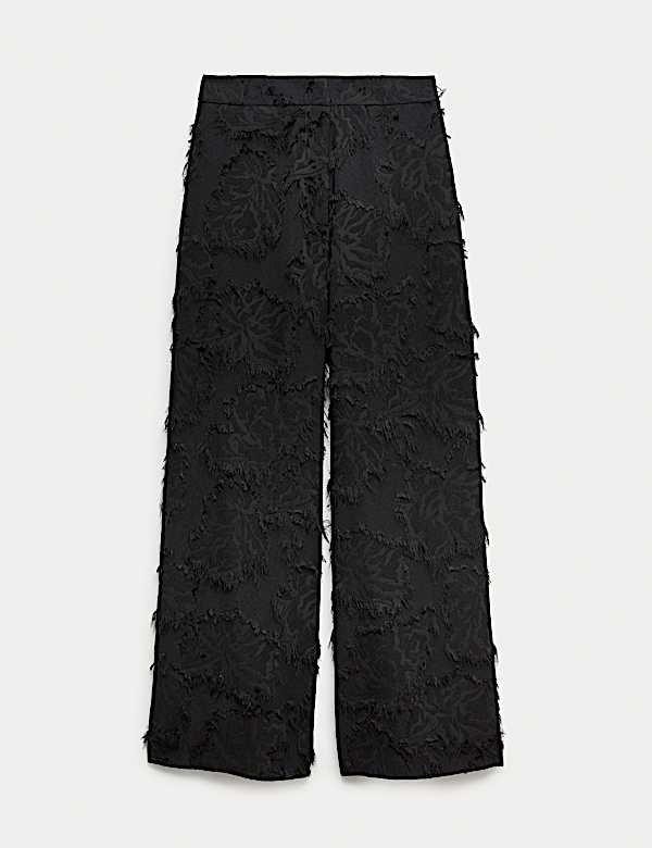 Jacquard Fringe Wide Leg Trousers - BE