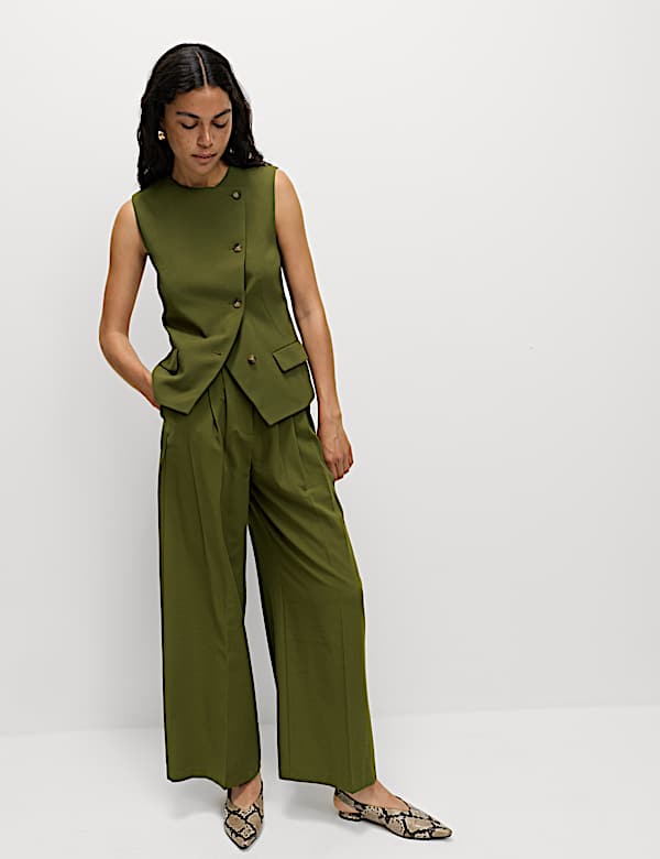 Triple Pleat Wide Leg Trousers - LT