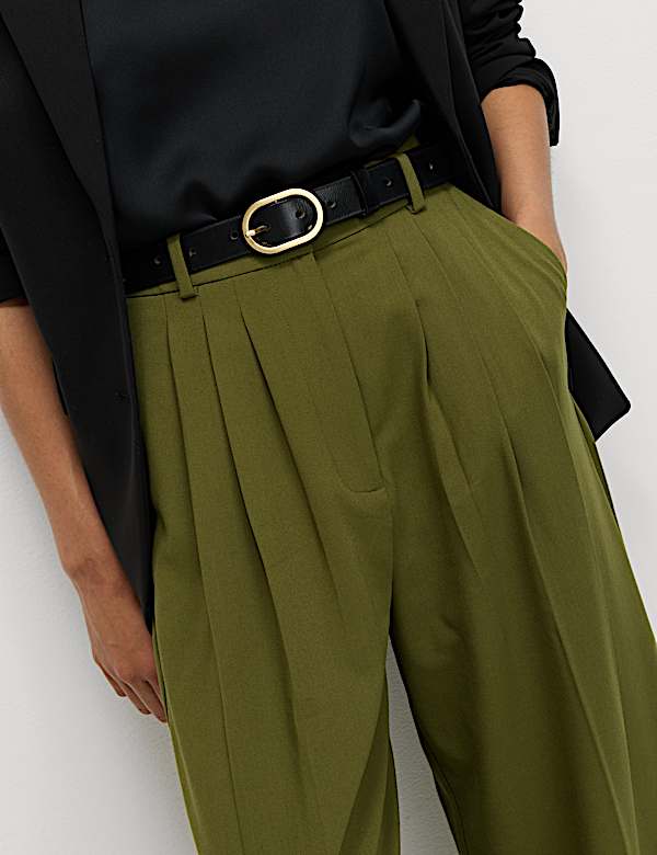 Triple Pleat Wide Leg Trousers - LT