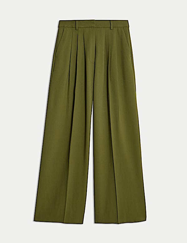 Triple Pleat Wide Leg Trousers - LT