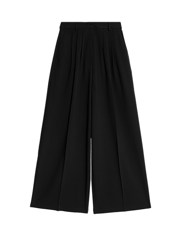 Triple Pleat Wide Leg Trousers
