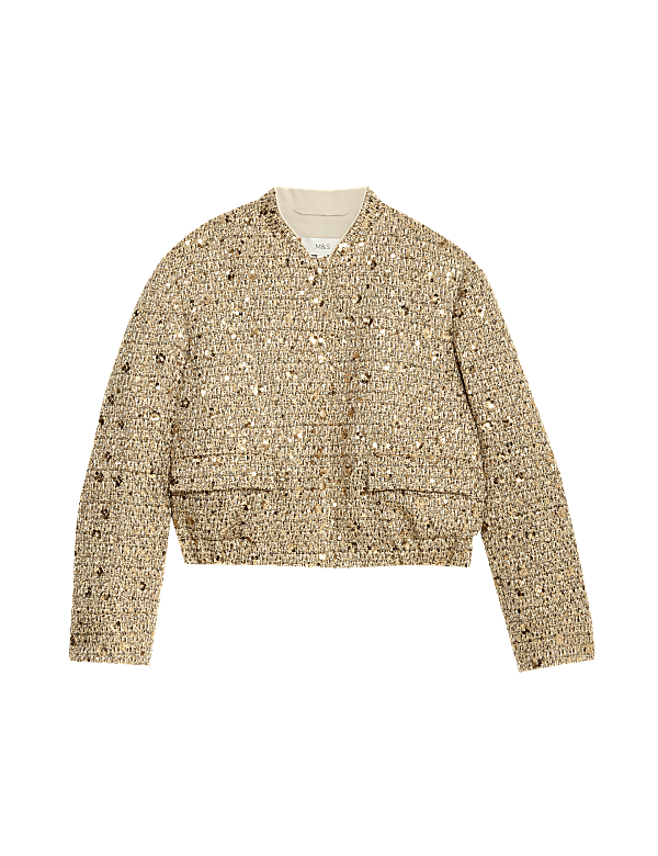Tweed Sequin Cropped Jacket