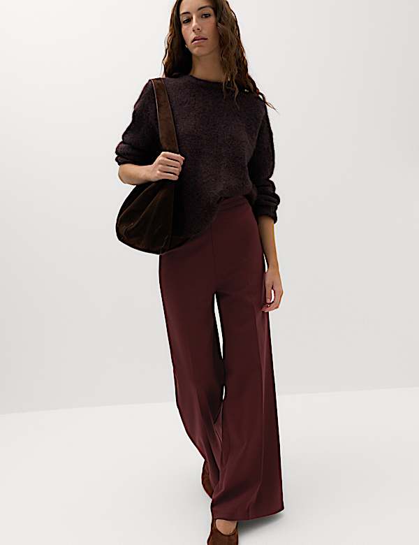Jersey Wide Leg Trousers with Stretch