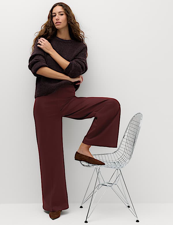 Jersey Wide Leg Trousers with Stretch