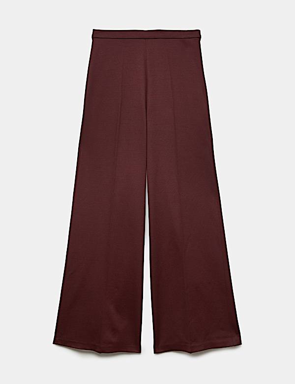 Jersey Wide Leg Trousers with Stretch