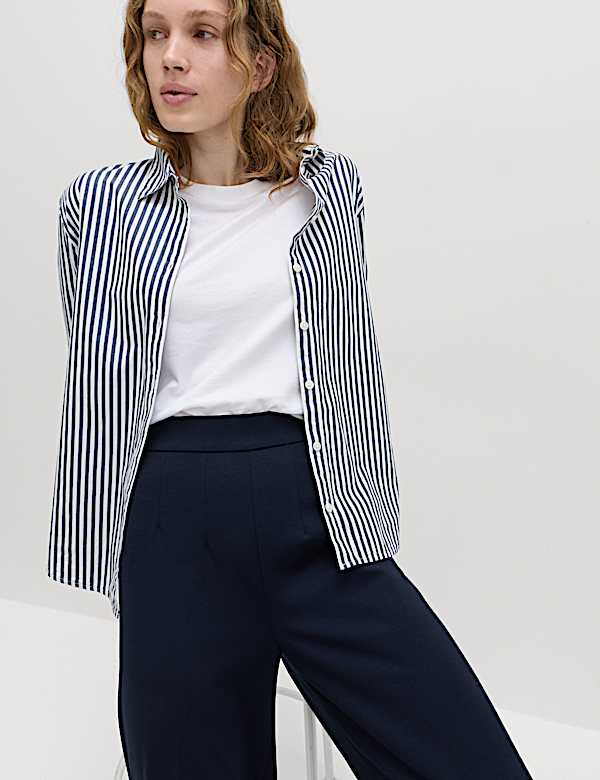 Jersey Wide Leg Trousers with Stretch