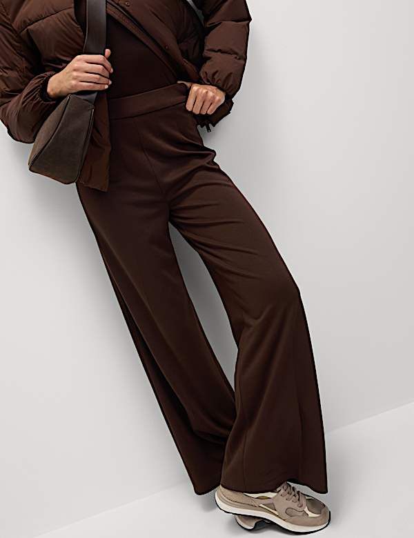 Jersey Wide Leg Trousers with Stretch