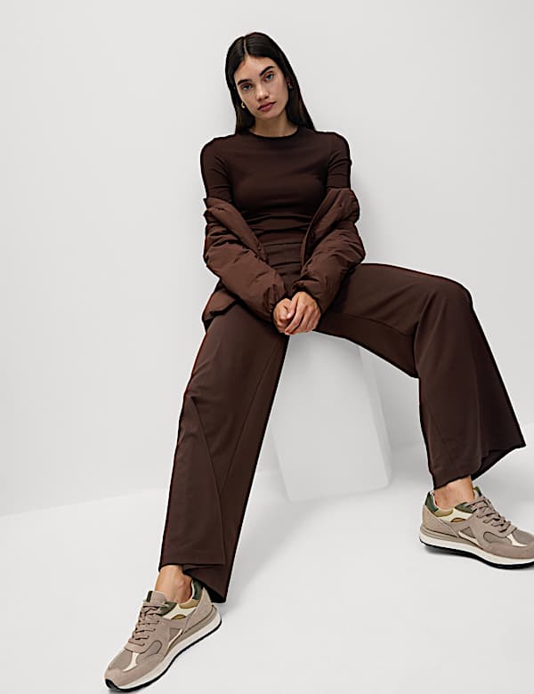 Jersey Wide Leg Trousers with Stretch