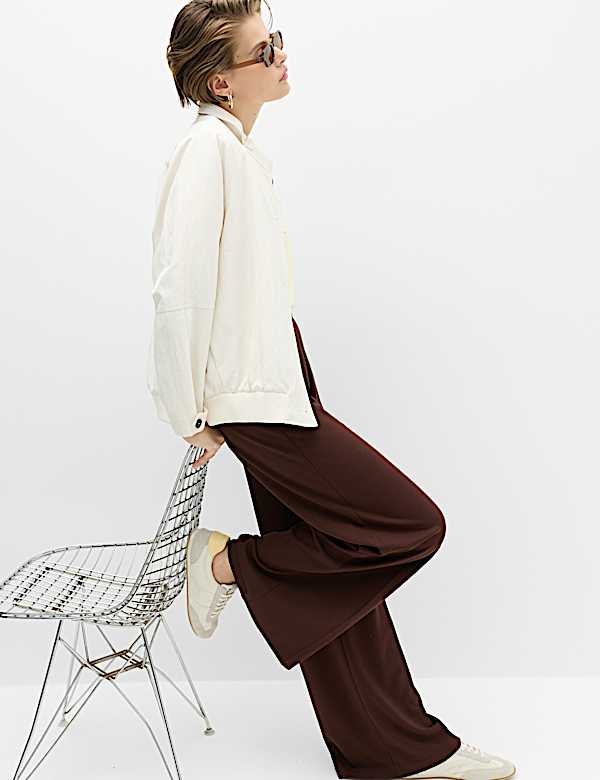 Jersey Wide Leg Trousers with Stretch