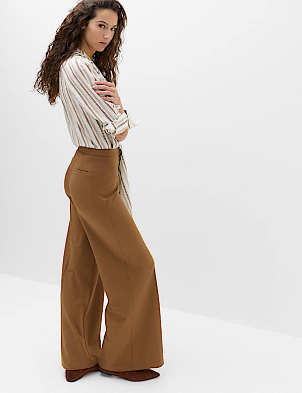 Jersey Wide Leg Trousers with Stretch