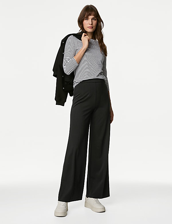 Jersey Wide Leg Trousers with Stretch - AU