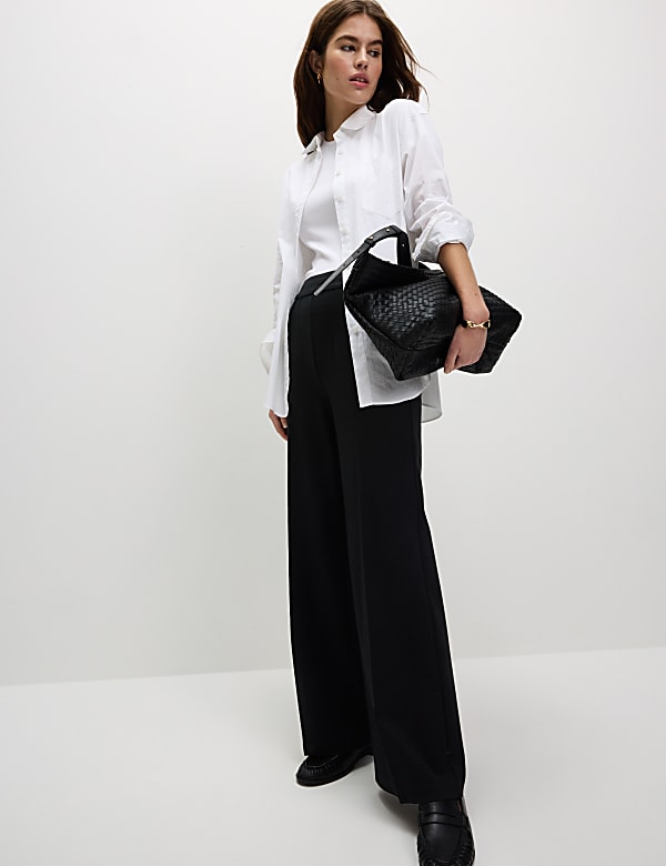 Jersey Wide Leg Trousers with Stretch - AU