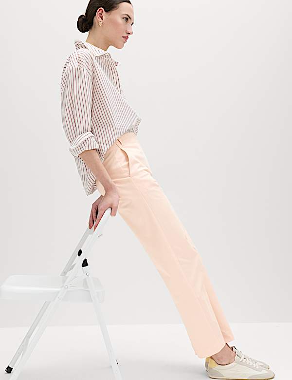 Cotton Rich Straight Leg Trousers - ID