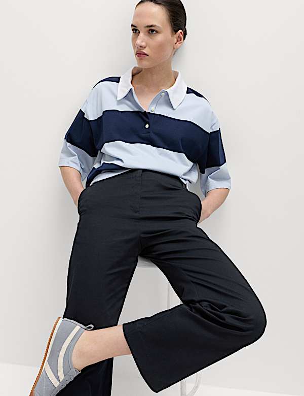 Cotton Rich Straight Leg Trousers - AU