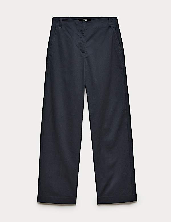 Cotton Rich Straight Leg Trousers - AU