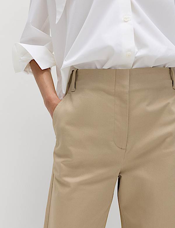 Cotton Rich Straight Leg Trousers - US