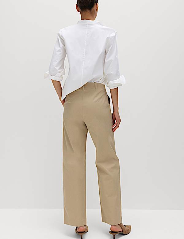 Cotton Rich Straight Leg Trousers - US
